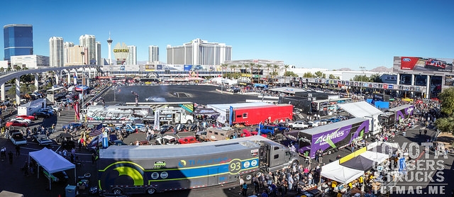 View from the monorail station outside SEMA 2015 
